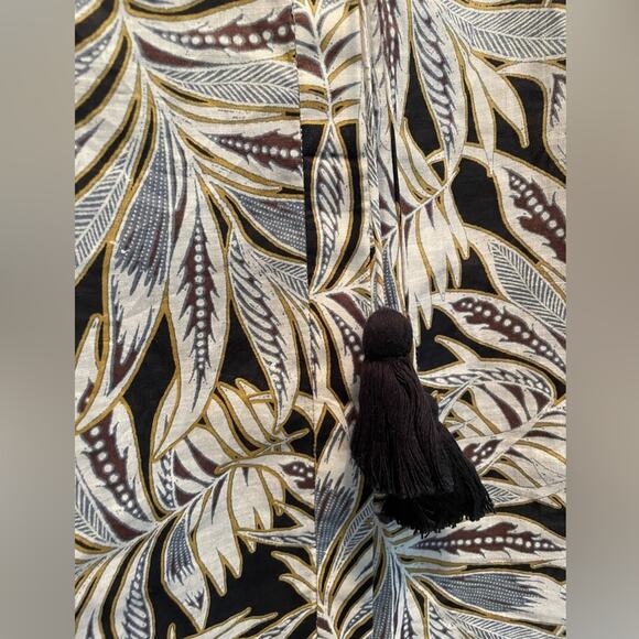 Alexis Seila Split-Neck Long-Sleeve Palm-Print Top size Medium - Picture 3 of 10